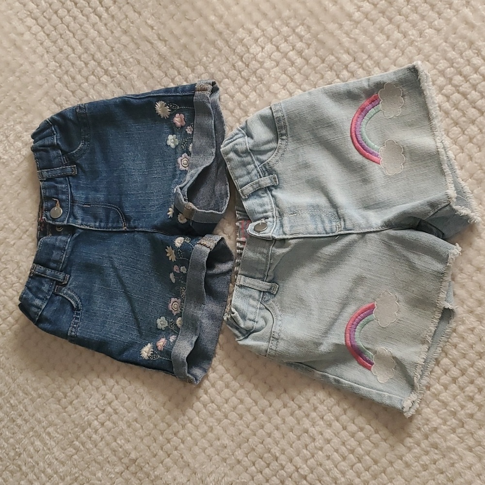 Lot of two pre owned the children's place girls denim shorts 5T